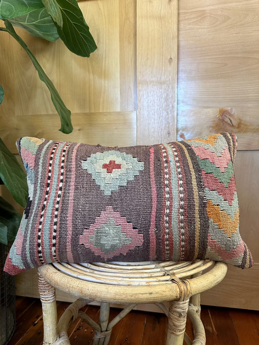 12 x 19 Colorful Turkish Lumbar Pillow, P-0085