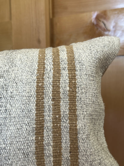 12 x 24 Neutral Striped Turkish Lumbar Pillow, P-0228