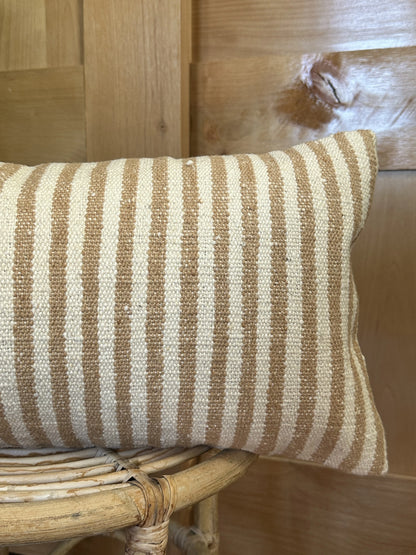 12 x 24 Cream and Mustard Striped Lumbar Pillow, P-0229