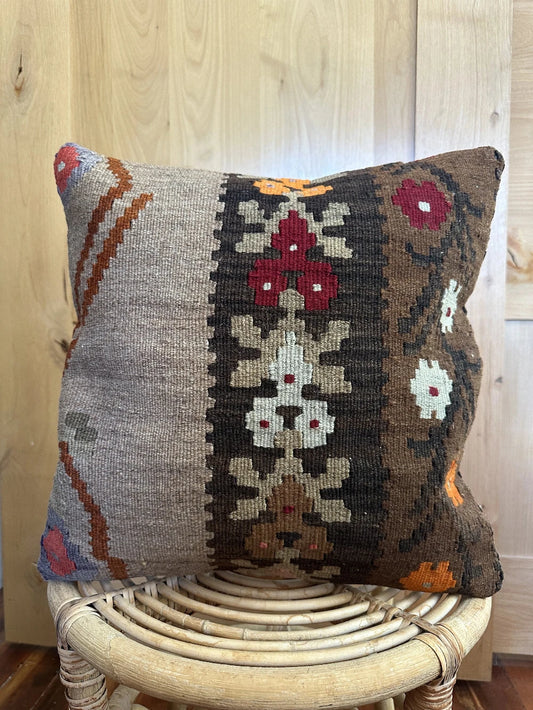 16 x 16 Turkish Kilim Throw Pillow, P-0179