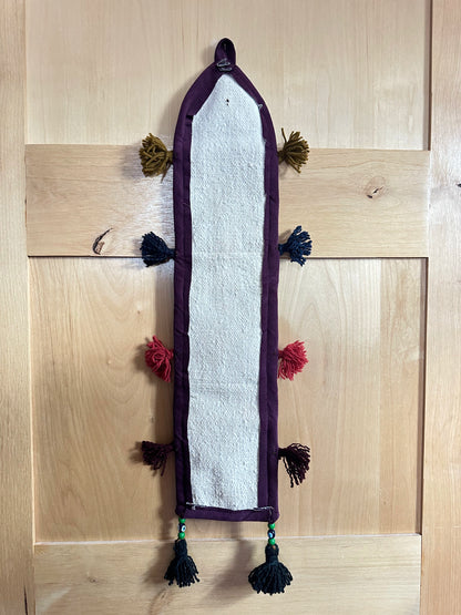 Purple and White Turkish Rug Wall Organizer