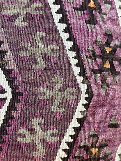 20 by 20 purple geometric Turkish Kilim throw pillow