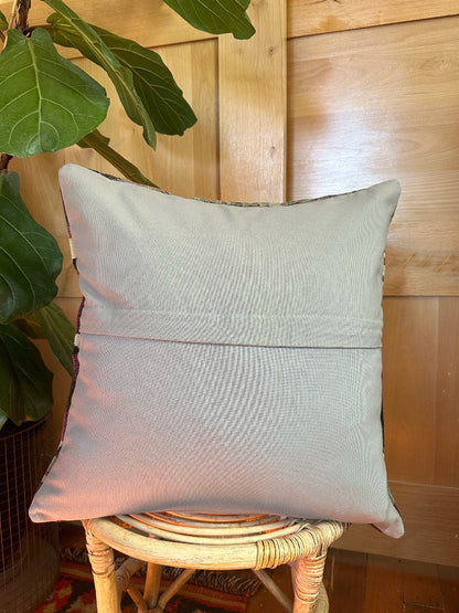 20 by 20 purple geometric Turkish Kilim throw pillow