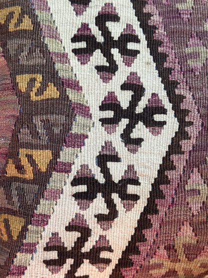 20 by 20 purple geomatric turkish kilim throw pillow