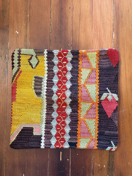 Strawberry Kilim Throw Pillow, 16 x 16