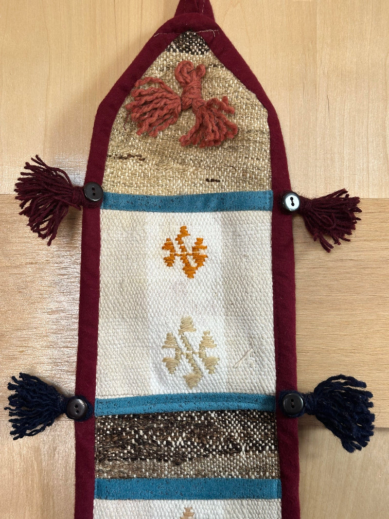 Colorful Turkish Kilim 3-Pocket Wall Organizer – Handmade Hanging Storage for Mail, Keys, or Accessories – Boho Entryway and Home Office Decor