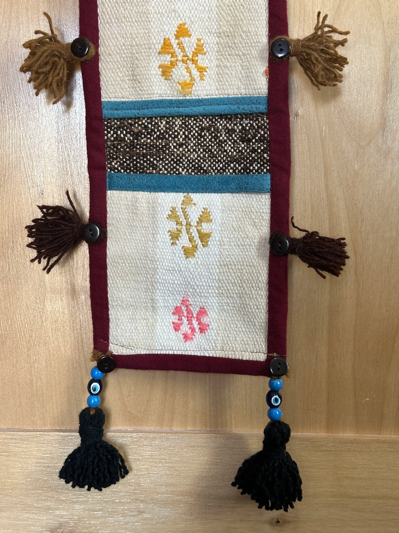 Colorful Turkish Kilim 3-Pocket Wall Organizer – Handmade Hanging Storage for Mail, Keys, or Accessories – Boho Entryway and Home Office Decor