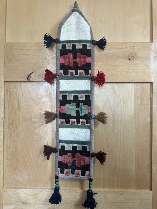 Colorful Turkish Kilim 3-Pocket Wall Organizer – Handmade Hanging Storage for Mail, Keys, or Accessories – Boho Entryway and Home Office Decor