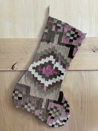 Brown and Pink Geometric Turkish Christmas Stocking #2